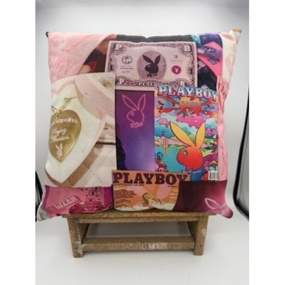 Playboy Pink Collage Throw Pillow Square Decorative Cushion Vintage Pop Art Y2K